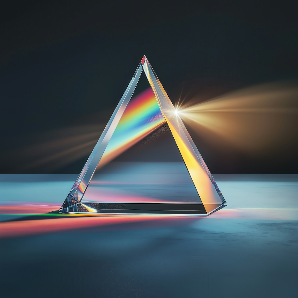 Prism refracting light into a spectrum of colors - a visual metaphor for how TRU3 transforms trust while maintaining transparency
